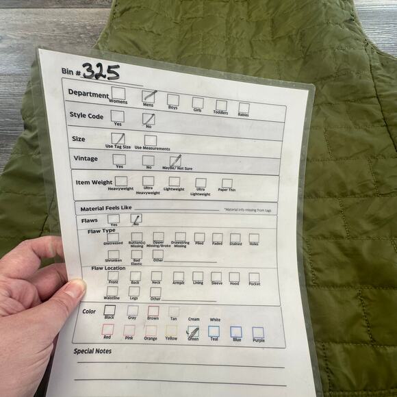 OTB Green Mens L Full Zip Puffer Lightweight Packable Grid Quilted Vest Gorpcore - Picture 8 of 11